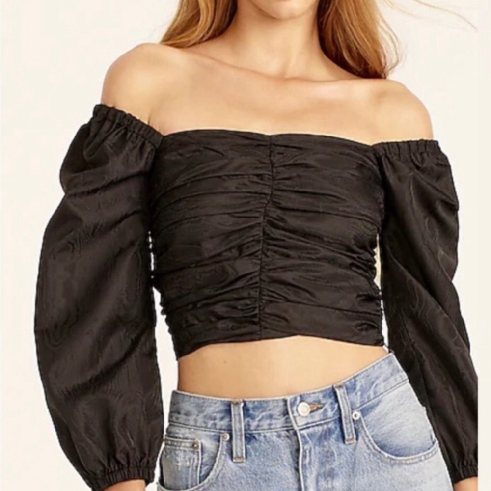 J. Crew Tops J Crew Ruched Puff-Sleeve Cropped Top